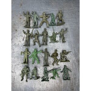 Vintage 1960s Marx MPC‎ Ring Hand Playset Plastic Figures Green Army Lot Of 20